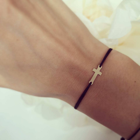 Bijuterii Personalizate - Bratara cruciulita aur galben 14K
