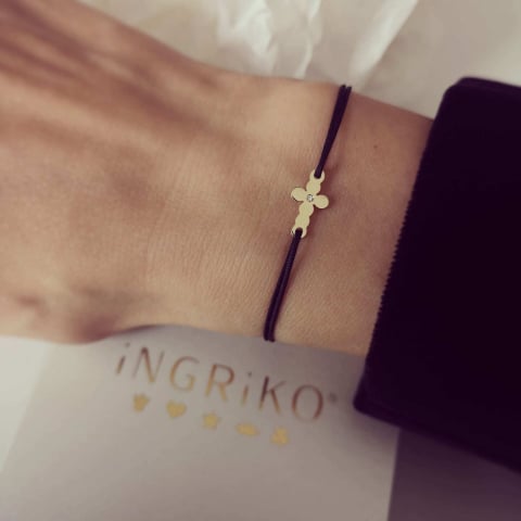 Bijuterii Personalizate - Bratara cruciulita cu diamant aur 14K