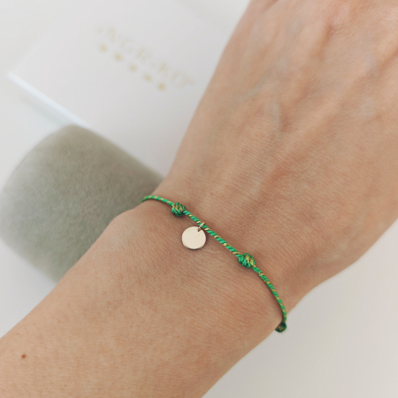 Bratara cu banut de aur 14K si snur verde auriu [1]