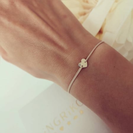 Bratara Snur cu Diamant - Bratara cu diamant natural si inimioara din Aur 14K
