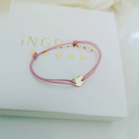 Bijuterii Personalizate - Bratara cu diamant si inima aur 14K
