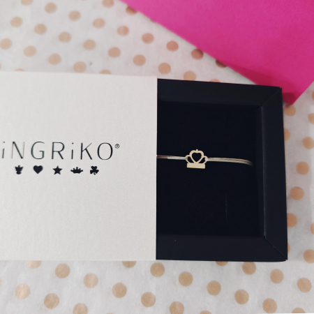 Bratari copii - Bratara cu pandantiv coronita din aur galben 14k cu snur reglabil