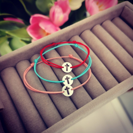 Bratara cu snur si cruciulita din argint 925 rodiat [2]