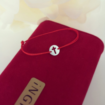 Bratara cu snur si cruciulita din argint 925 rodiat [3]