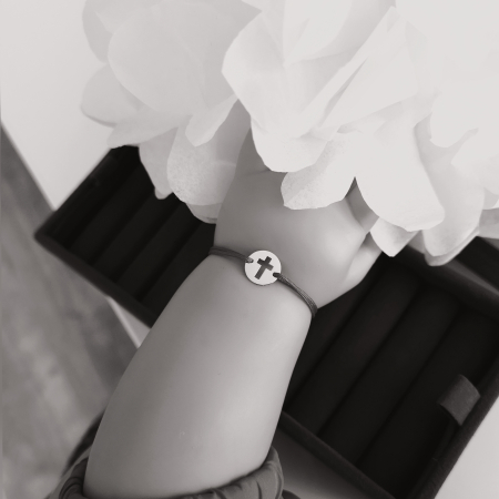 Bratara Snur Rosu - Bratara cu snur si cruciulita din argint 925 rodiat