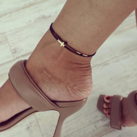 Bijuterii Personalizate - Bratara de glezna, cruciulita aur 14K