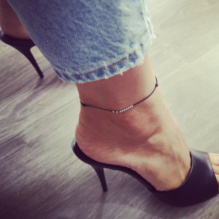 Bratara de picior - Bratara de picior cu snur si bilute din argint 925