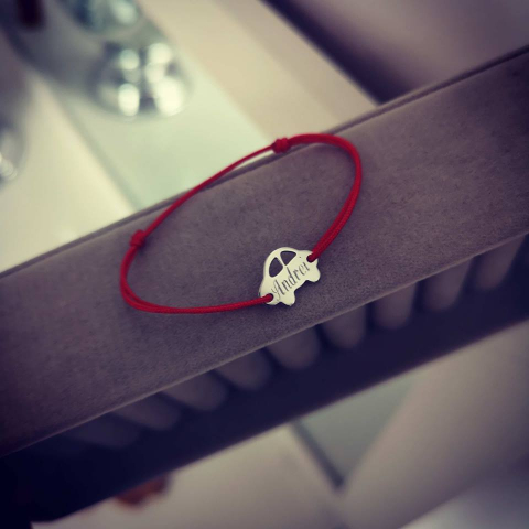 Bratara snur rosu cu masinuta din argint 925 rodiat [3]