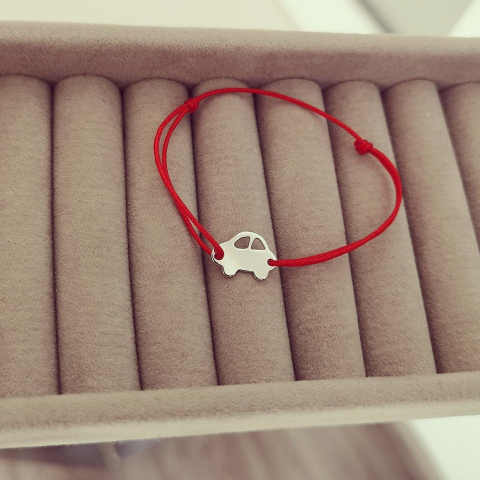 Bratara snur rosu cu masinuta din argint 925 rodiat [4]