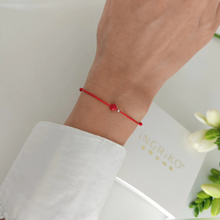 Bijuterii Personalizate - Bratara martisor - biluta argint 925 si jad rosu