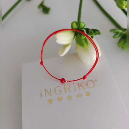 Bijuterii Personalizate - Bratara martisor cu biluta aur 14K si jad rosu