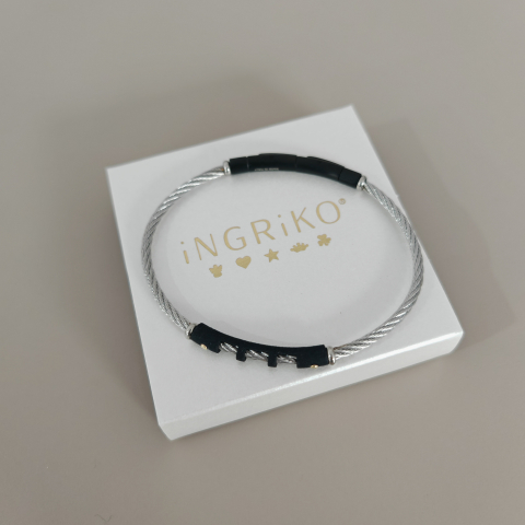 Bratara masculina semirigida din otel argintiu cu suruburi aur 18K [2]