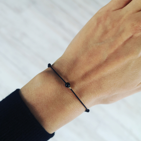 Bratari cu Bilute de Aur - Bratara onix si biluta 2mm din Aur 14K