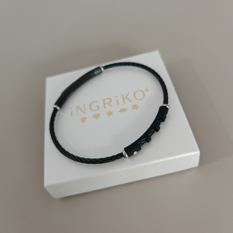 Bratara otel inoxidabil barbati – design modern negru cu accente aur 18K [4]