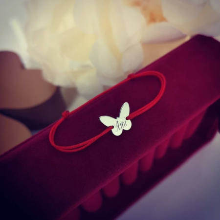 Bratari snur argint - Bratara personalizata cu fluture din argint 925 si snur