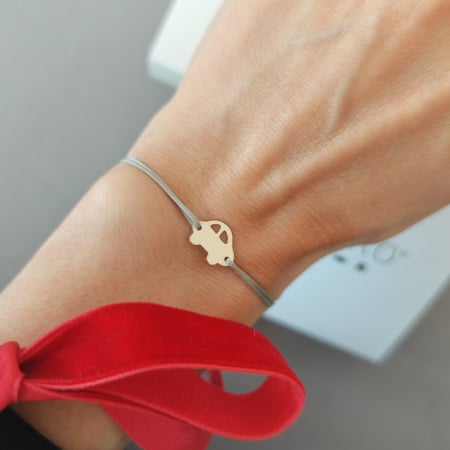 Bratari Dama - Bratara Personalizata cu Masina din Aur 14K si Snur Reglabil