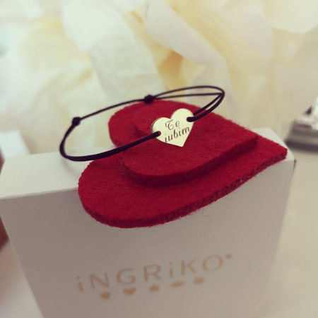 Bratara snur aur 14K cu inima personalizata [1]