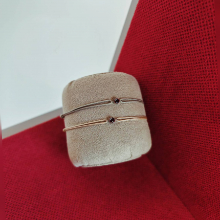 Bratara snur aur alb 14K cu diamant negru [3]