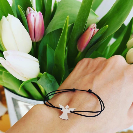 Bratari Matchy - Bratara snur cu inger din argint 925 rodiat