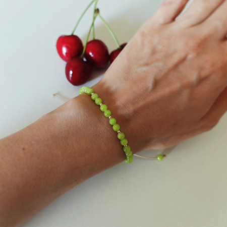 Bijuterii Personalizate - Bratara snur reglabil cu bilute din aur galben 14k si jad