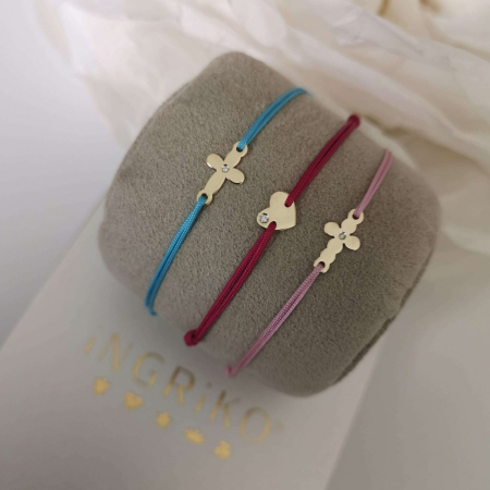 Bratara snur reglabil cu cruce simbolica din Aur Galben 14K si Diamant natural [2]