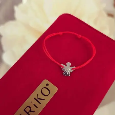 Bijuterii Personalizate - Bratara snur rosu bebe ingeras din argint 925