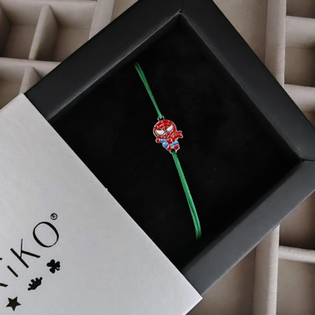 Bratari copii - Bratara Spiderman din argint 925 rodiat cu snur reglabil