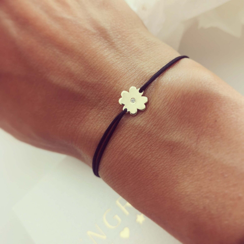 Bijuterii Noi - Bratara Trifoi cu DIAMANT, Aur 14K