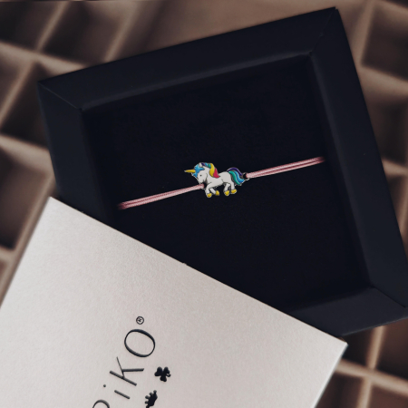 Bratari copii - Bratara unicorn Argint 925 cu email si snur reglabil – culori variate