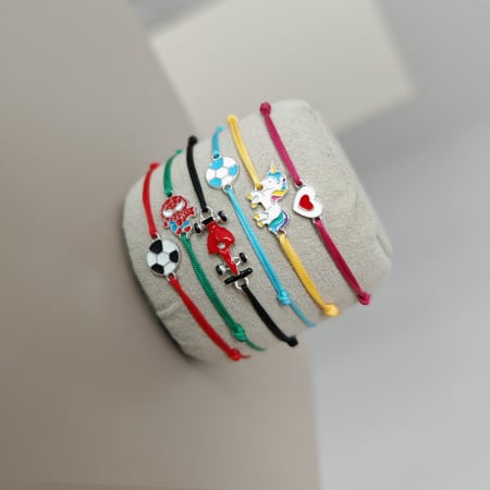 Bratara unicorn Argint 925 cu email si snur reglabil – culori variate [2]