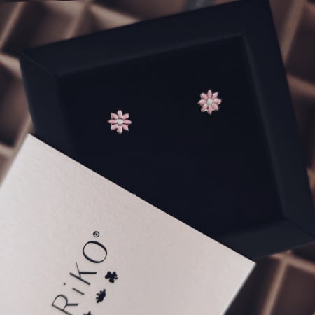 Cadouri de Craciun - Cercei copii argint 925 rodiat - floricele roz