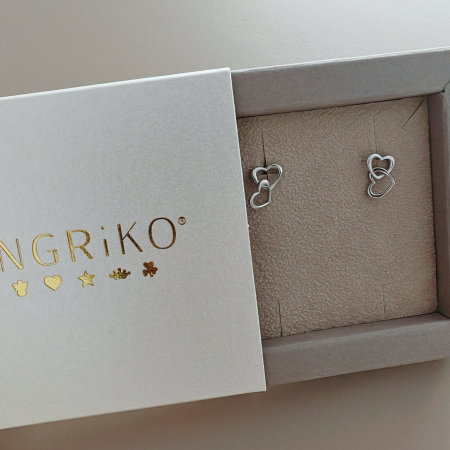 Cercei cu inimioare din argint 925 rodiat [2]