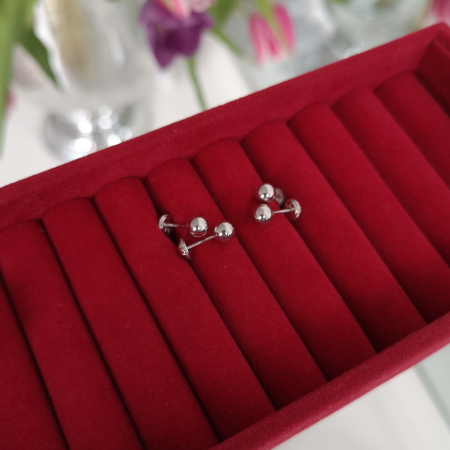 Cercei cu protectie bobite aur alb 14k [1]