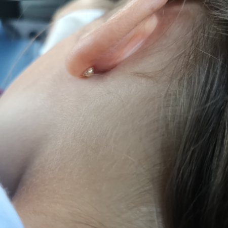 Cercei cu protectie din aur galben 14K mini stea luna [3]