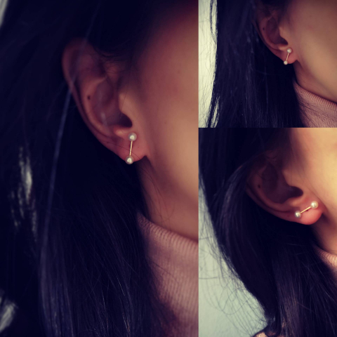 Cercei duo Perle, aur galben 14K [2]