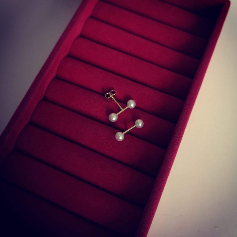 Cercei duo Perle, aur galben 14K [1]