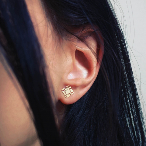 Cercei floare din Aur galben 14K [1]