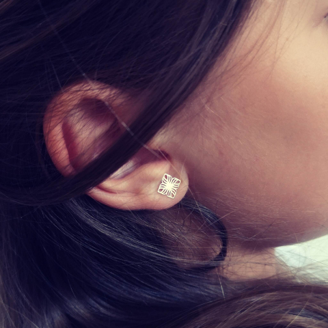 Cercei floare din Aur galben 14K [3]
