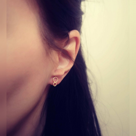 Cercei Geometrici Aur Galben 14K Duo Circle [1]