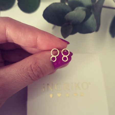 Cercei Aur - Cercei Geometrici Aur Galben 14K Duo Circle