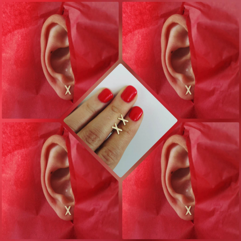 Cercei geometrici din aur galben 14K [1]