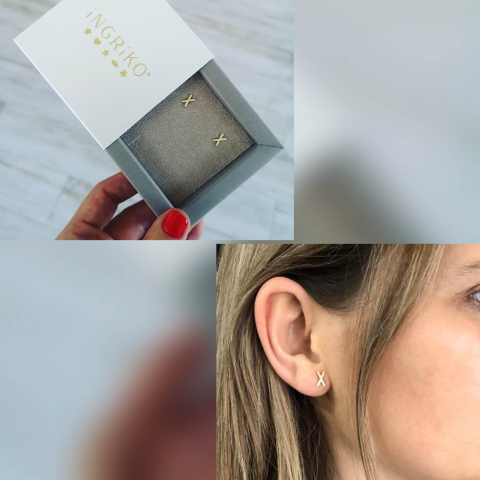 Cercei geometrici din aur galben 14K [2]