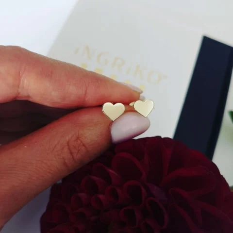 Bijuterii Personalizate - Cercei Inimi Aur galben 14K