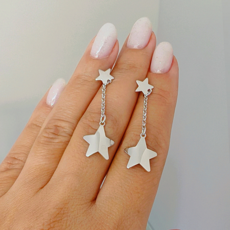 Cercei lungi argint 925 rodiat cu stelute [2]