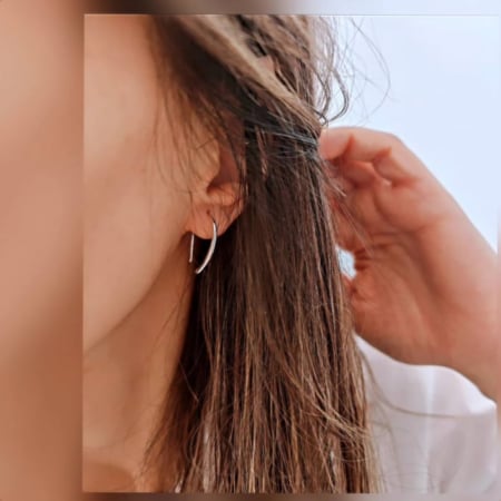 Cercei Argint - Cercei Minimalisti Alungiți din Argint 925 Rodiat