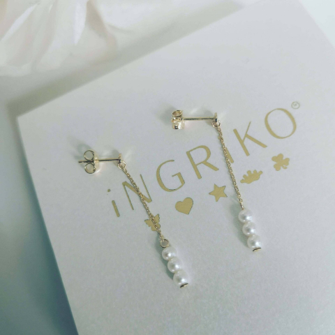 Cercei Perle, aur galben 14K [5]