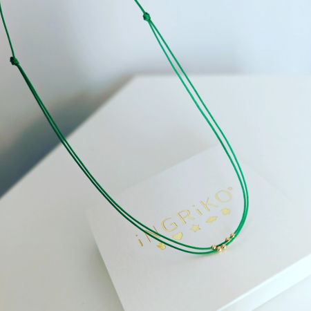 Choker negru cu bilute de aur 14k [2]