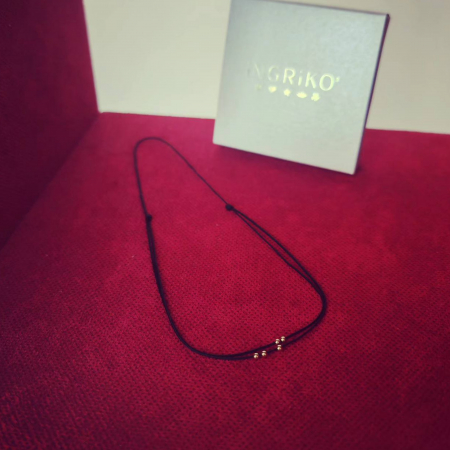 Choker negru cu bilute de aur 14k [1]