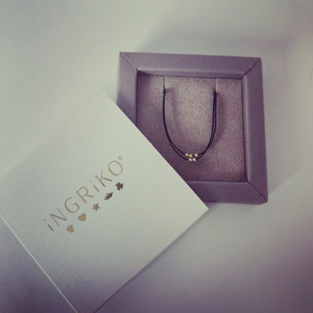 Choker negru cu bilute de aur 14k [3]