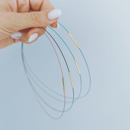 Bijuterii Personalizate din Aur si Argint - Choker ultra fin colorat cu inchidere din Argint 925 aurit